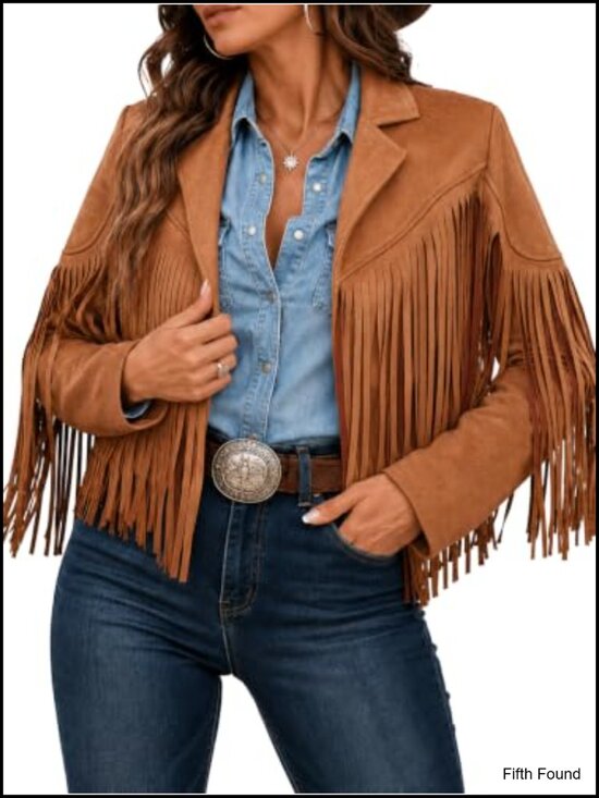 Jackets & Blazers - Faux Suede Leather Tassel Jacket Cropped Fringe Coat Women Western